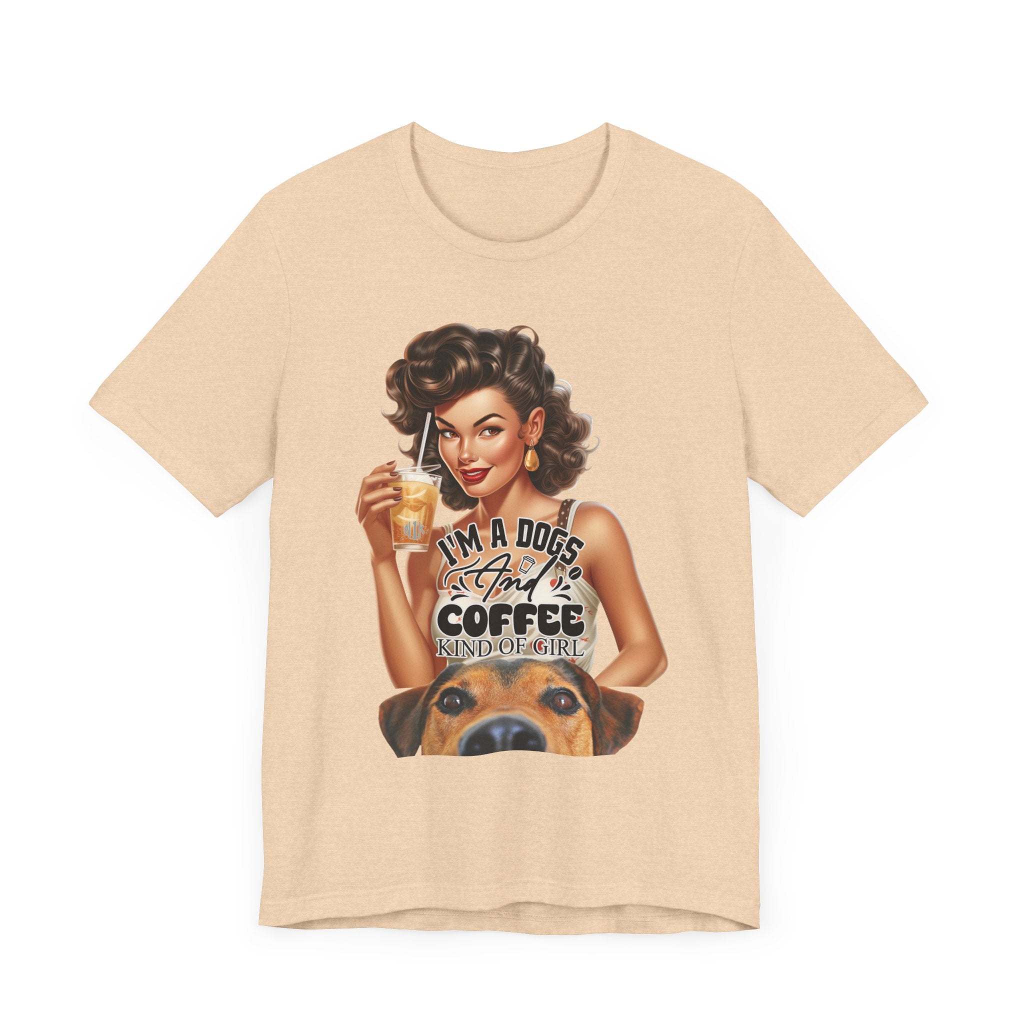 Coffee drinking Dog Mom Unisex Jersey Short Sleeve Tee